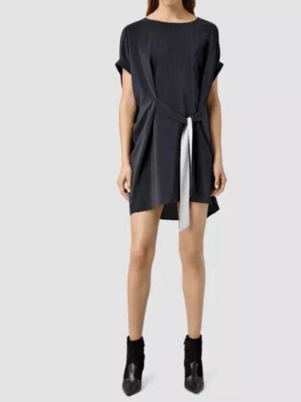 AllSaints Sonny Tie-Front Silk Dress